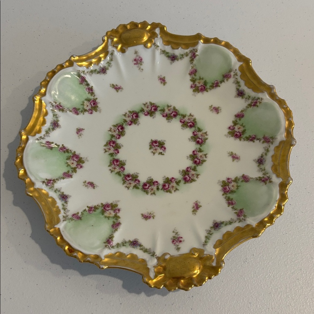 LIMOGES Coronet vintage Floral Gold tone Trim Decorative Plate made in France